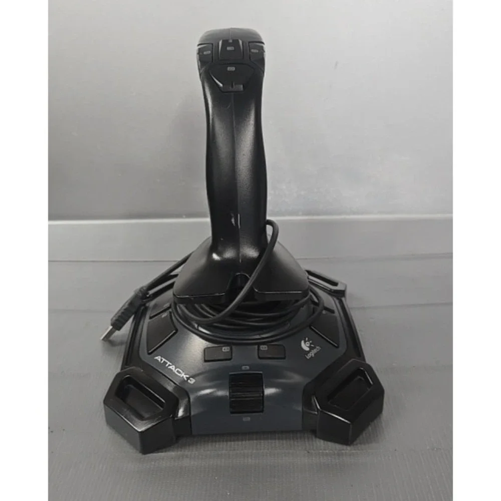 Logitech Attack 3 J-UJ18 ATK3 Joystick Paddle Flight Simulator PC USB Wired